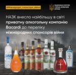 НАЗК внесло найбільшу в світі приватну алкогольну компанію Bacardi до переліку міжнародних спонсорів війни