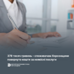 Вимоги до (56) 378 тисяч гривень – споживачам Херсонщини повернуто кошти за неякісні послуги