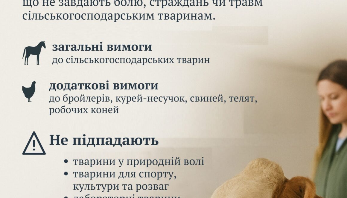 З 1 січня 2026 року в Україні впроваджуються євроінтеграційні вимоги до благополуччя сільськогосподарських тварин