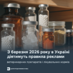З березня 2026 року в Україні діятимуть правила реклами ветеринарних препаратів і лікувальних кормів