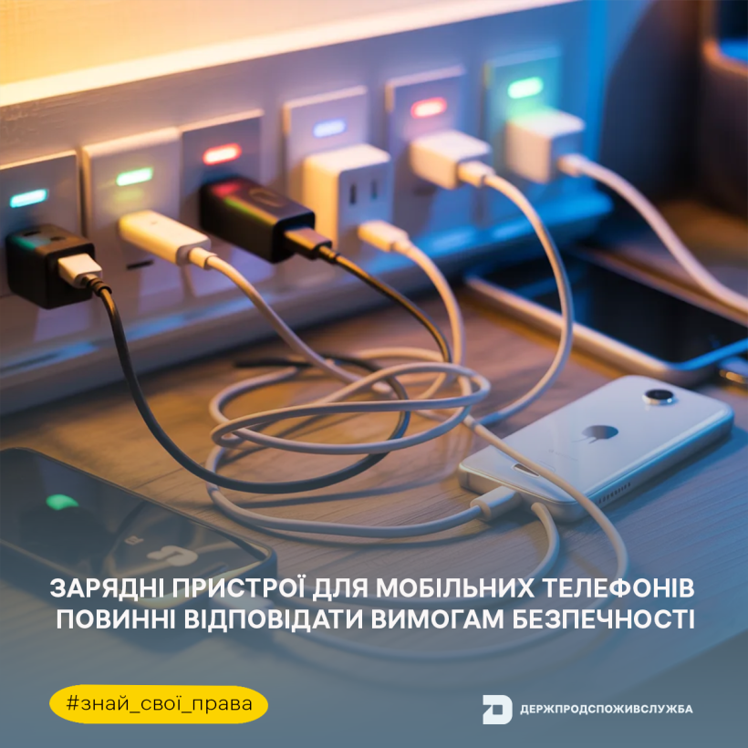 Знай свої права: зарядні пристрої для мобільних телефонів повинні відповідати вимогам безпечності