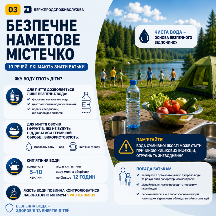Безпечне наметове містечко: яку воду мають пити діти?