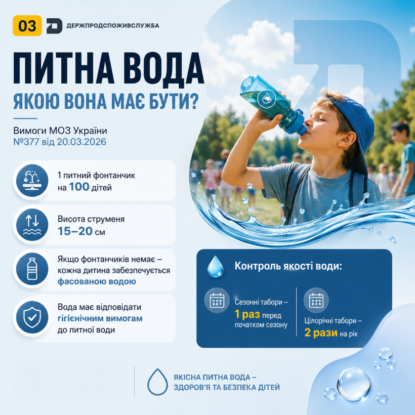 Якісна питна вода — одна з основ безпечного дитячого відпочинку