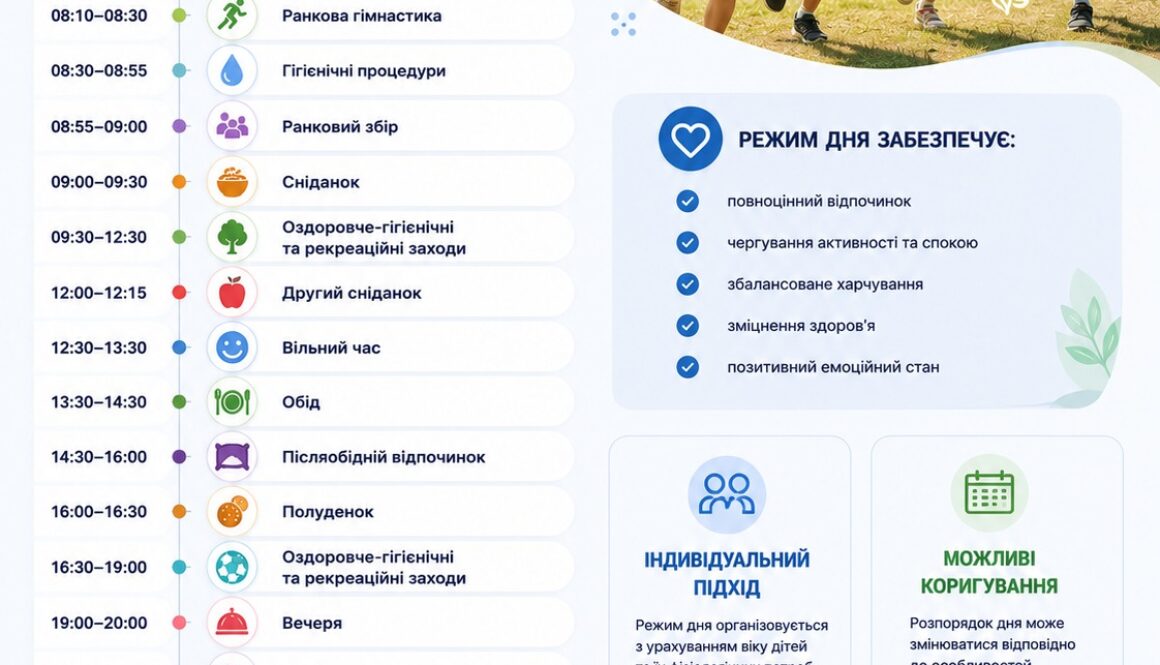 Режим дня у дитячому закладі: чому він важливий для оздоровлення дітей