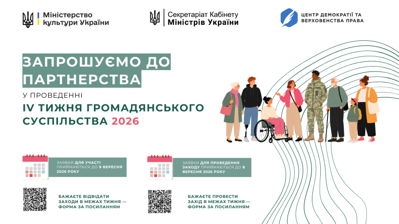 Міністерство культури України повідомляє про початок підготовки до ІV Тижня громадянського суспільства